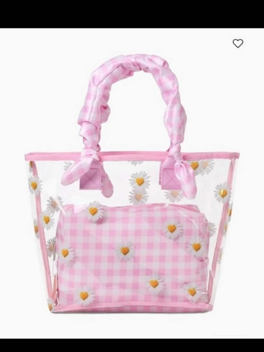 Iscream Daisy Love Clear Tote & Gingham Pink Pouch BNWT SO RETIRED!